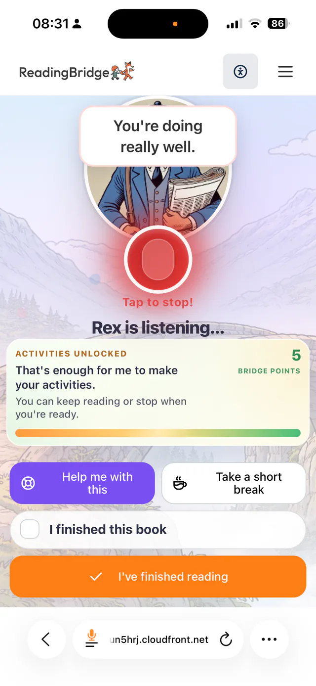 Reading aloud screen